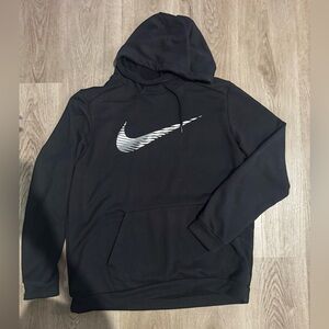 Nike Men's Black Hoodie with Silver and White Logo